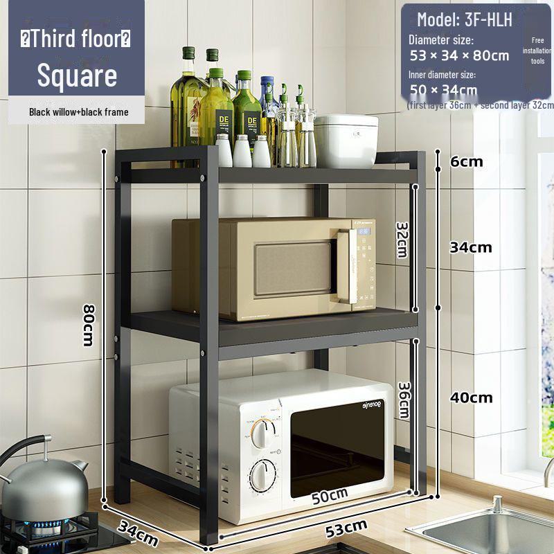 Three-Layer Kitchen Microwave and Spice Storage Rack