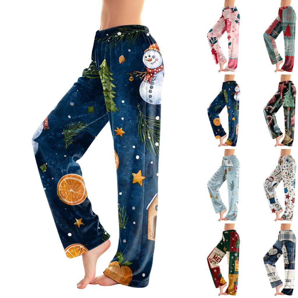 Women's Casual Fashion Christmas Printed Flannel Pants Pajama Pants