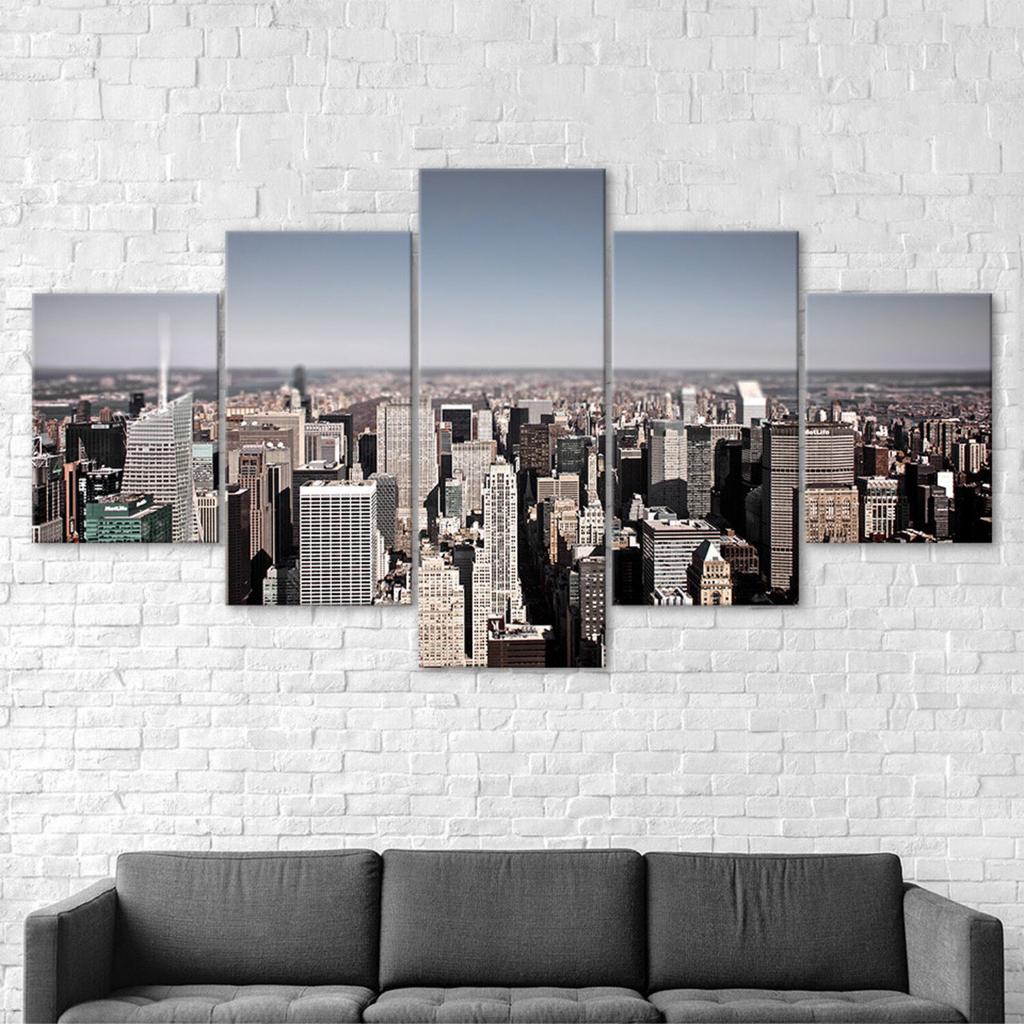 New York City Landscape Scene 5 Piece Five Panel Wall Canvas Print Modern Art Poster Picture Home Decor Gift For Him For Her