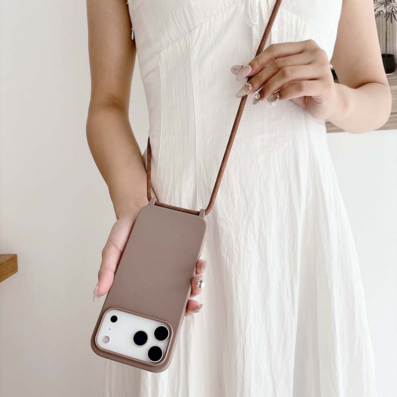 Husă de telefon cu șnur de lux pentru IPhone 17 Air 16 15 14 13 12 Pro Max Plus 16E, Culoare bomboană, Carcasă moale din silicon TPU
