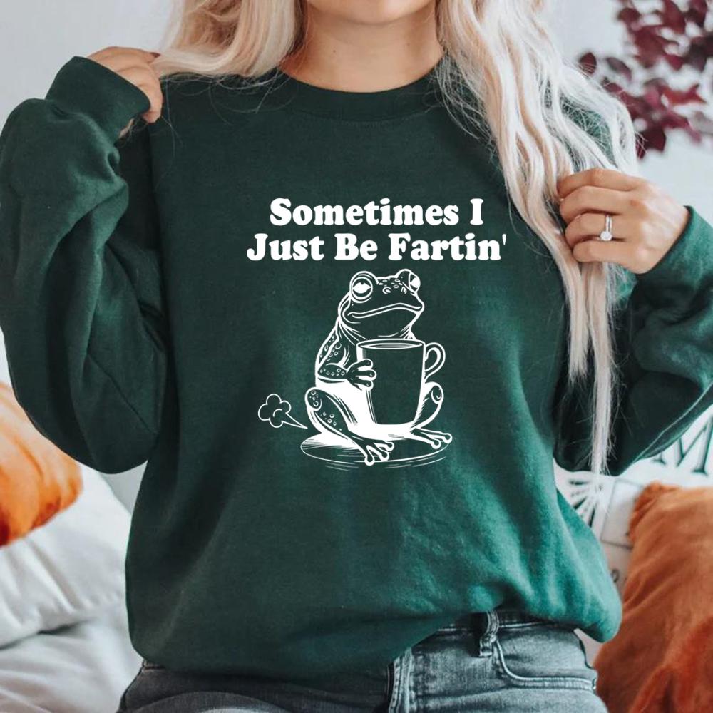 Czasami po prostu puszczam bąki Bluza Śmieszne bluzy z żabą Unisex z długim rękawem z okrągłym dekoltem Bluza Szalona bluza Śmieszny mem