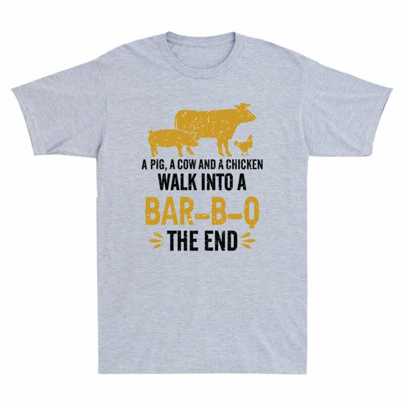 Pig A Funny End And A Chicken A Unisexs Walk A Cow TShirt The BarBQ Into Retro