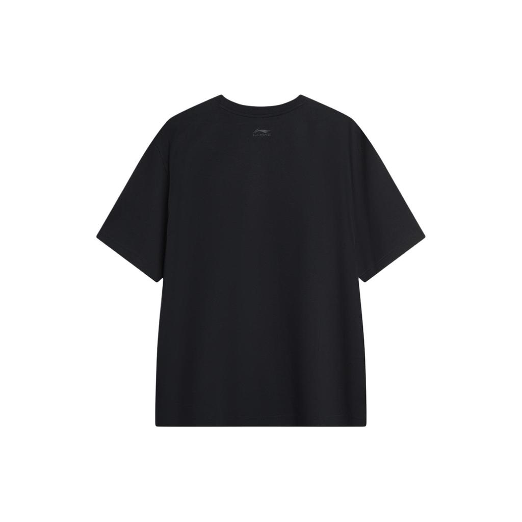 Li-Ning Cool And Breathable Round Neck Pullover Printed Letter Comfortable Short Sleeve T-Shirt Men Tops Black AHSU707-1