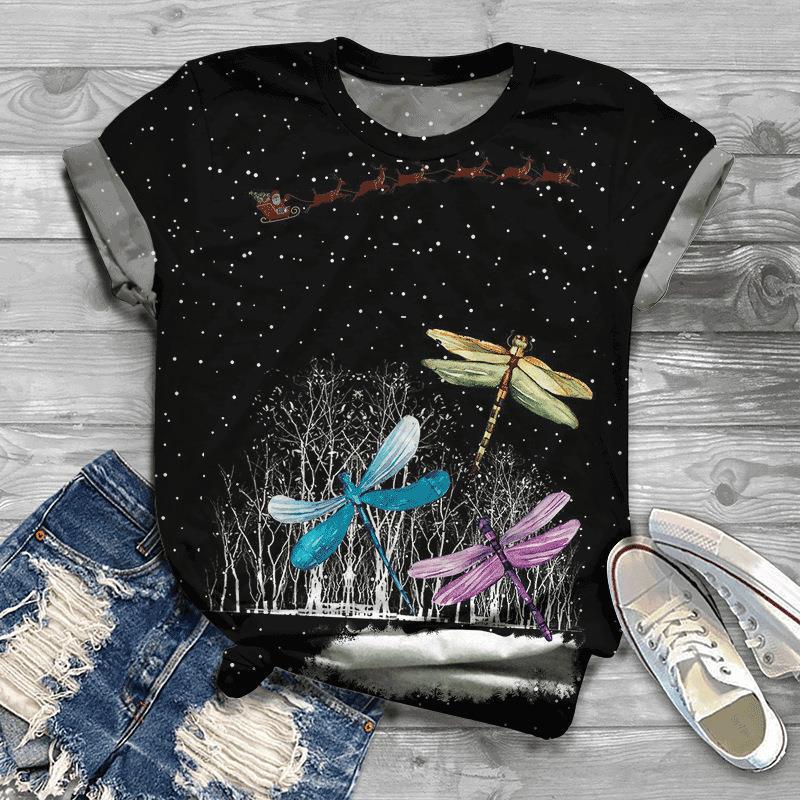 

Новая цветная футболка с коротким рукавом с 3D-принтом «Стрекоза» для мужчин 6XL