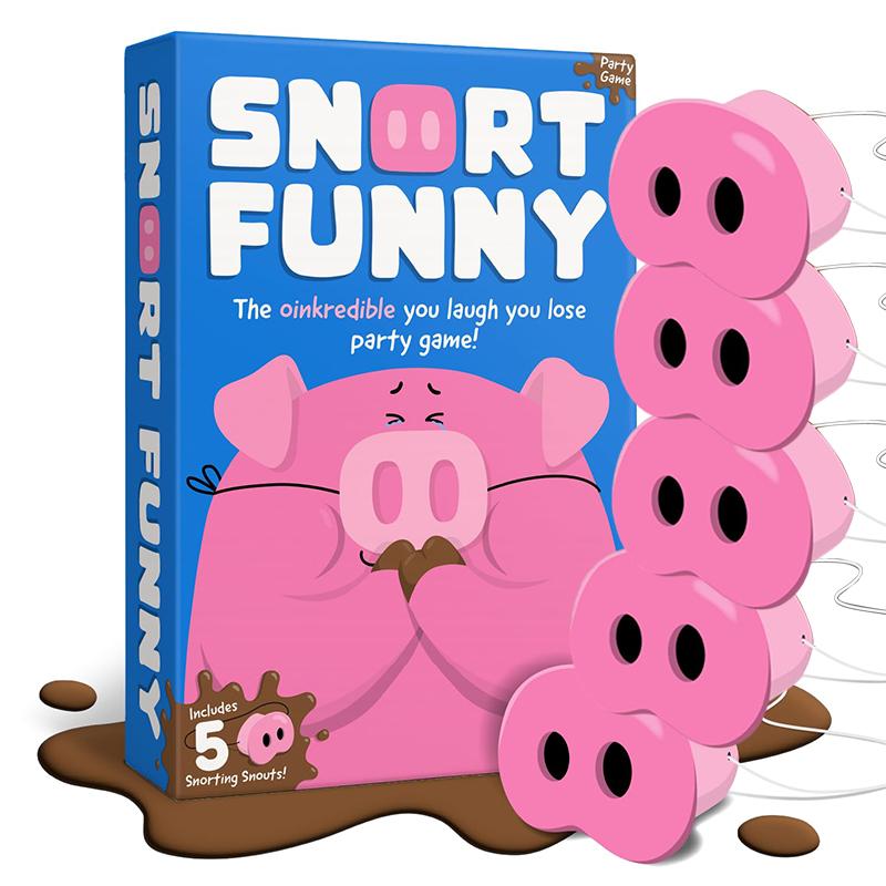Le Oinkcredible You Laugh You Lose Jeu de Société Jeux Familiaux Pour Enfants Grognement Drôle 150 Cartes Défi, 5 Nez de Cochon & Jetons Boue