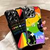 LGBT Rainbow Love Is Love Plating Phone Case For Iphone 16 17 Pro Max Air 16E 14 15 Plus 12 13 Mini Anti-Fall Airabag Cover