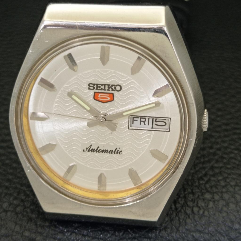 VINTAGE SEIKO 5 AUTOMATIC 6309A JAPAN MENS SILVER COLOR DIAL WATCH A500839-5 R154-a500839