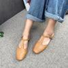 Solid Color Genuine Leather Round Toe Slip-on Sandals Casual Versatile Women's Slippers