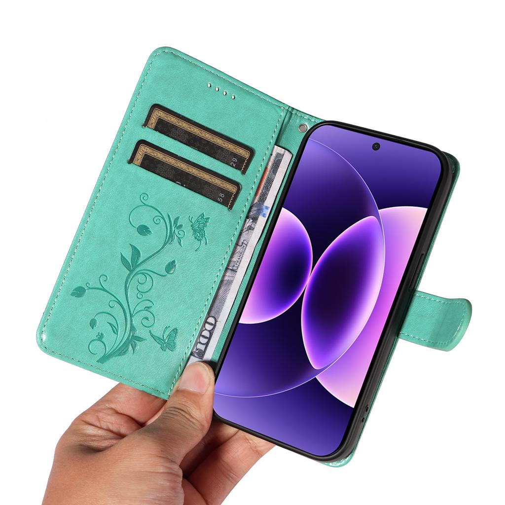 For Xiaomi 17 Pro PU Leather Cases Flower Pattern Wallet Stand Phone Cover with Strap