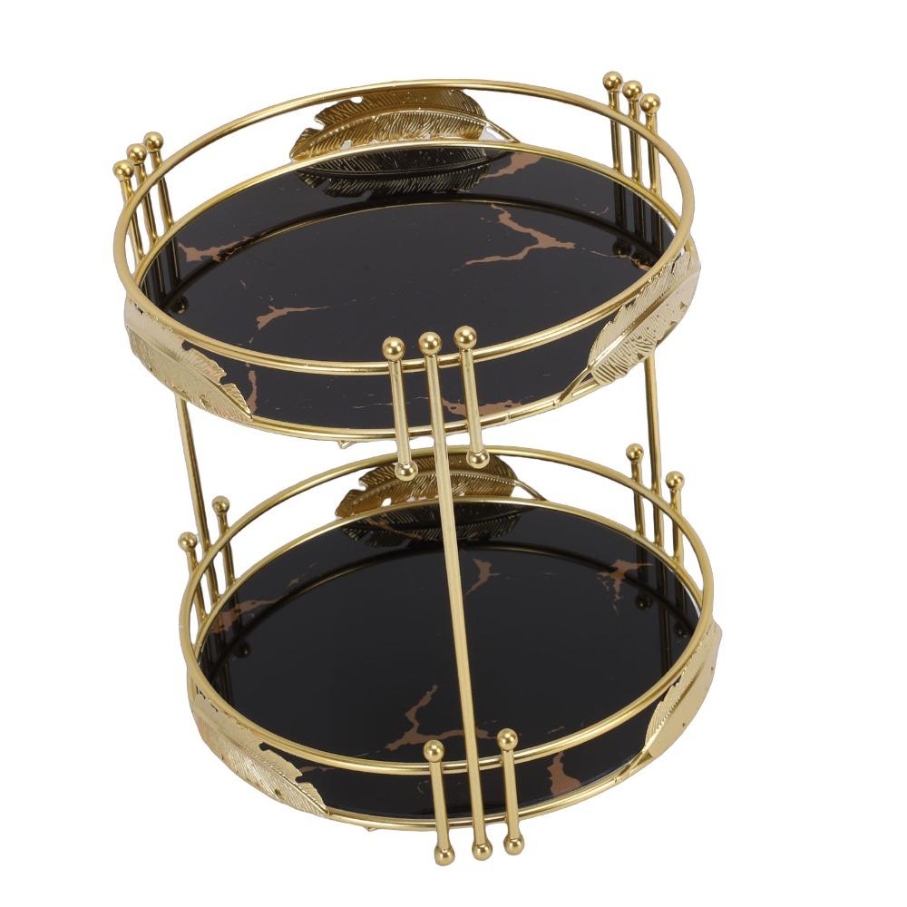 Detachable Tray Desktop Shelf Gold Plated Cosmetics Storage Rack For Vanity Dresser Tabletop