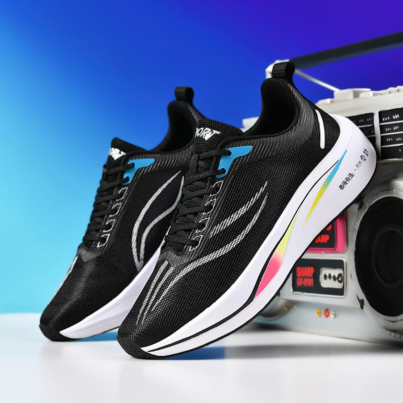 Spring and autumn new mesh breathable couple running shoes versatile fashion real explosive carbon board rebound casual sports shoes men