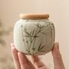 Emerald Green Bamboo Ceramic Tea Canister