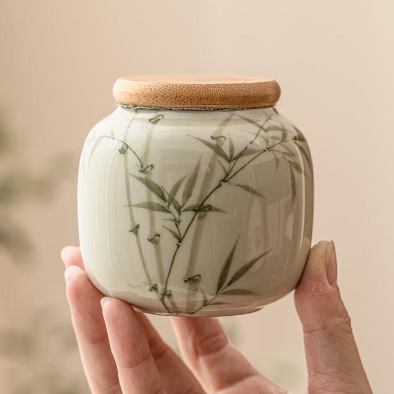 Bamboo Design Ceramic Tea Caddy