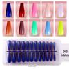 Solid Color Manicure Nail Tips Set with Multi-color Options - 240 Wearable Fake Nail Stickers