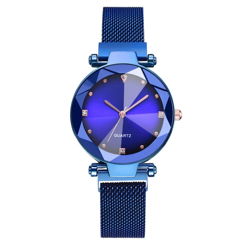 

New Fashion Women Mesh Magnet Buckle Starry Sky Watch Casual Luxury Ladies Geometric Surface Quartz Watches Relogio Feminino
