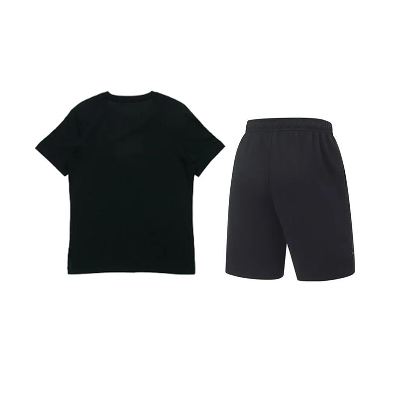 Li-Ning Letter Logo Printed Fashionable Versatile Round Neck Pullover Short Sleeve T-Shirt Casual Sports Suit Unisex Tops AHSVD53-1+AKST543-3