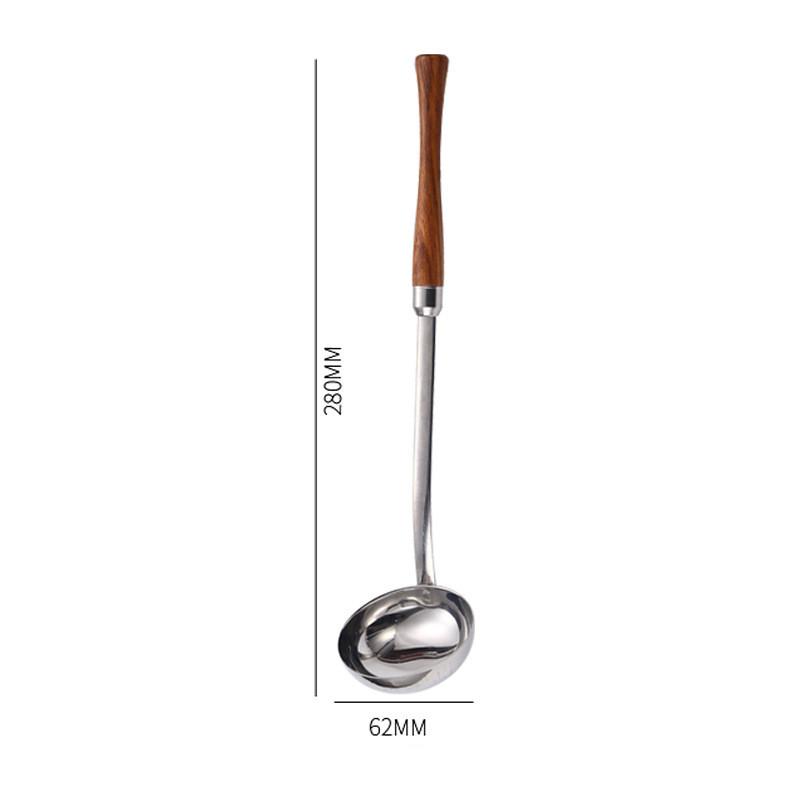Long Wooden Handle Skimmer Soup Spoon Ladle Serving Tablespoons Stainless Steel Tableware Kitchen Items All with Free Shipping