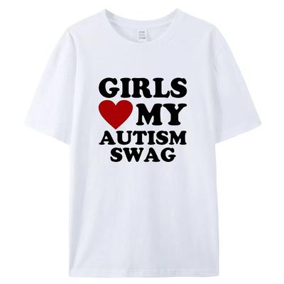 Camisetas con estampados de "A las chicas les encanta el autismo", regalos divertidos para niños autistas, camisetas de concienciación, ropa urbana con gráficos, ideas de regalos de manga corta, camisetas para hombres
