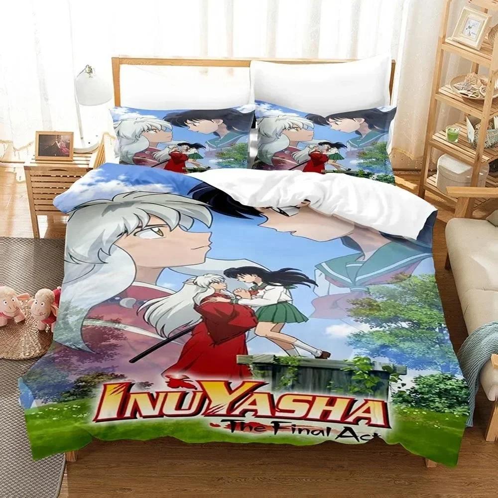 New Fashion Inuyasha Bedding Set Single Twin Full Queen King Size Bed Set Adult Kid Bedroom 3D Bed Sheets and Pillowcases