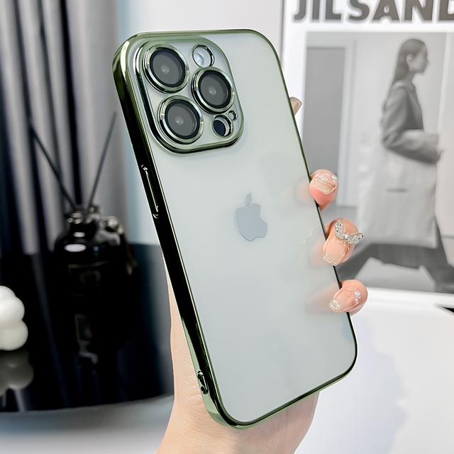 

Роскошный противоударный силиконовый чехол для Iphone 14 13 12 Pro Max, защитное стекло для объектива камеры, прозрачный мягкий чехол, принципиально For iPhone 14 Plus зелёный