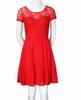 Elegant Blue Lace Trim Round Neck Short Sleeve Dress