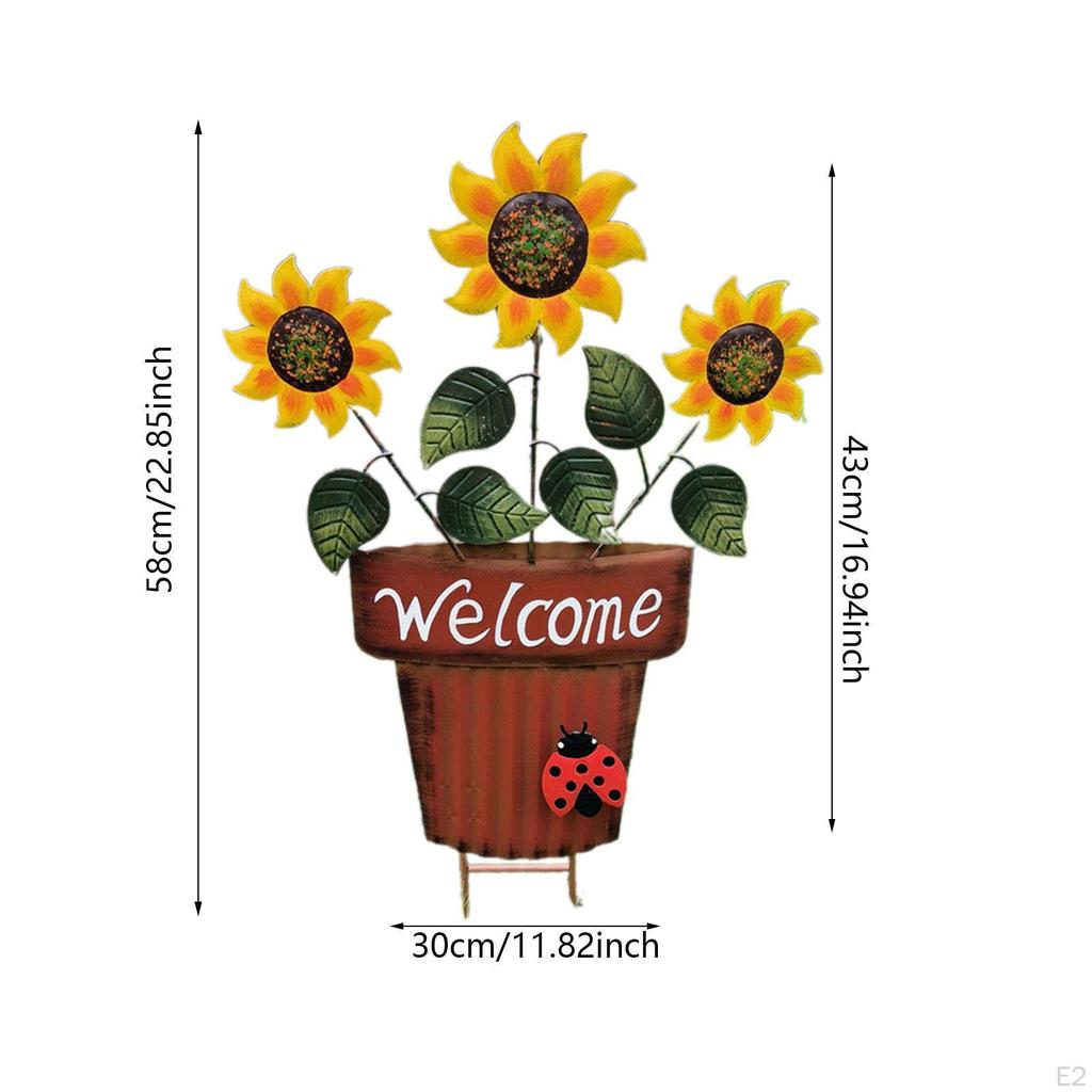 Flower Pot Garden Stake Decoration 2D Decor