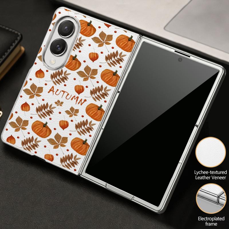 Halloween Ghost Pumpkin Case For Samsung Galaxy Z Fold 8 Ultra 7 6 5 4 Z Fold8 Fold7 Fold6 Fold5 Luxury Plating Leather Skin Phone Cover