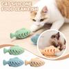 Interactive Cat Toy Food Dispenser for Indoor Cats Blue Treat & Catnip Stuffer Engaging Silicone Fish Chew Toy for Dental Care