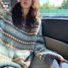 Autumn and Winter Warm Daily Loose Knitted Sweater Female Retro Casual Diamond Plaid Sweater Female