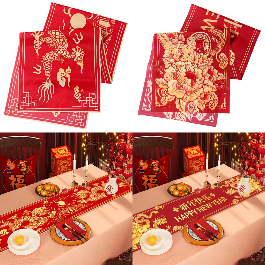 Chinese Style Table Runner Cloth Chinese New Year Decoration For Home 2024 Tablecloth Spring Festival Home Table Ornament 2024