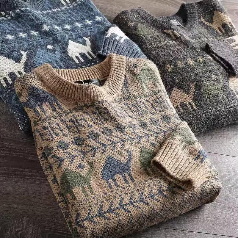 Autunno e Inverno Nuovo Maglione Versatile con Lacci Monocolore Stile Coreano Maglione Largo Cappotto da Uomo Cappotto