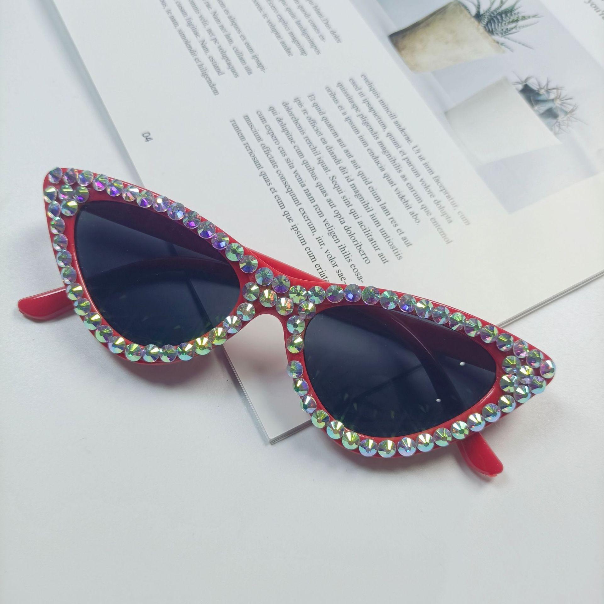Special For Diamond-Encrusted Cat S Eye Sunglasses Women S Fashion Light Luxury Party Glasses Summer Sunscreen Sunglasses