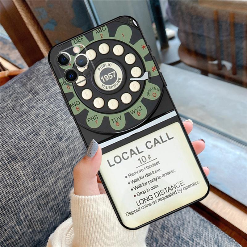 

Retro Telephone Rotary Dial Phone Case For iPhone 16 15 14 13 12 11 Pro Max 12 13 mini XR 15 16 Plus 16e Cover Shell iPhone 15 Plus
