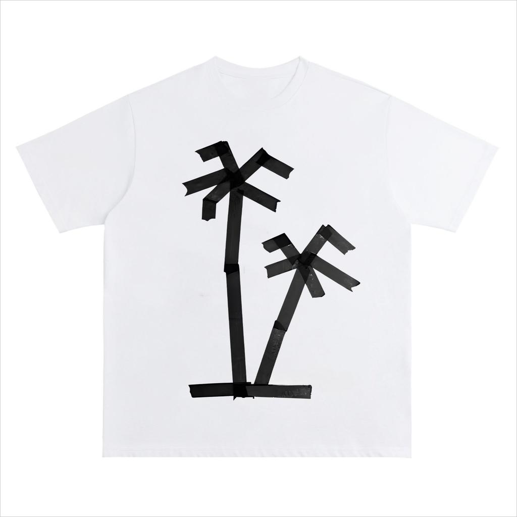 Kreatives Klebeband-Collage Gedrucktes Reines Baumwoll-T-Shirt Männer und Frauen mit dem gleichen Rundhals Baumwoll-Kurzarm-T-Shirt y2k