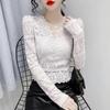Women's Slim Fit French Collar Lace Shirt - Long Sleeve, Hollow Out, Sexy Spring Top