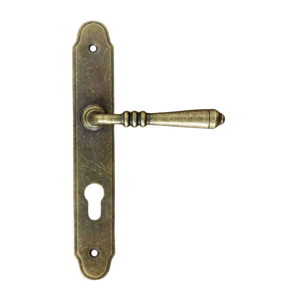 DEVON Door Handle with Escutcheon for 72mm Cylinder, ANTIQUE GOLD
