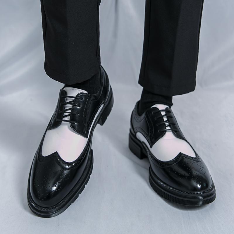 Fashion Men Fashion Wedding Party Shoes Flats Men's Business Shoes Brogue Color Matching Walking Footwear Oxford Dress Leather Shoes
