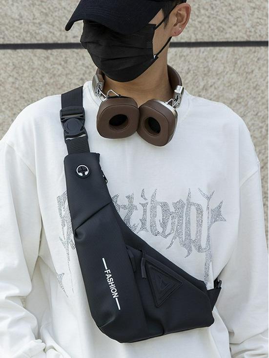 Men's Cross-Body Chest Bag: New Style, Water-Repellent, Travel-Ready, Multifunctional, Single-Shoulder Backpack.