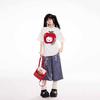 Summer Pleated Pockets Wide Leg Jean Shorts Retro Y2k Gyaru Streetwear Rainbow Chain Print Bermuda Pants for Women