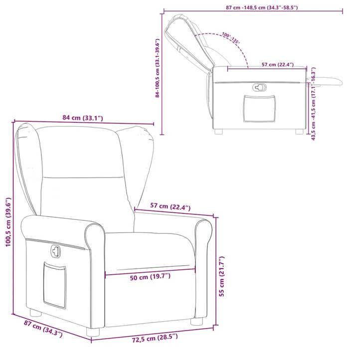 VidaXL Recliner Light Grey Fabric, Armchair, TV Recliner, Stroller, Recliner for People 4015656