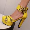 Fashion Red Platform High Heels Womens Sandals Summer Shoes 2025 Strap Black White Pumps Wedding Dance Party Large Size