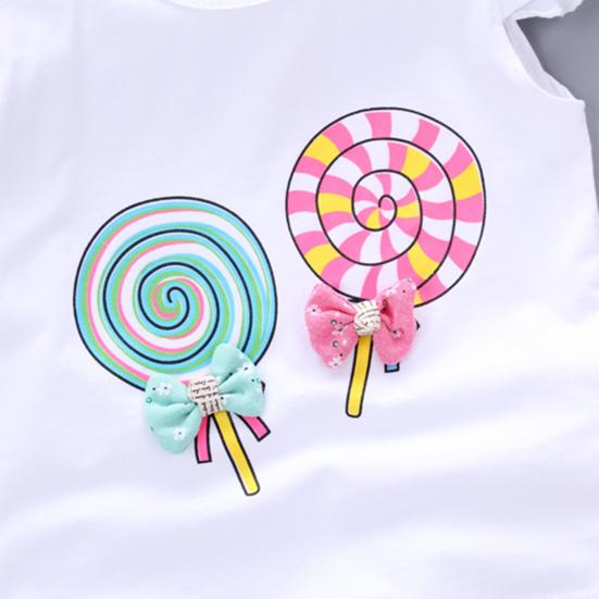 2 bucăți/set ținută pentru fete cu imprimeu floral cu mâneci mușcă din bumbac cu gât rotund tricou drăguț pentru purtarea zilnică