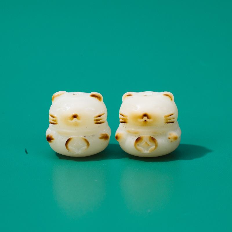 Handmade Exquisite Lotus Lion Root Carving Bracelet Kit with Lucky Charm Bag