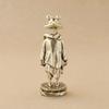 Brass Frogs Swordsman Figurine Antique Frogs Standing Miniature Statue for Living Room Study Artistics Home Accent