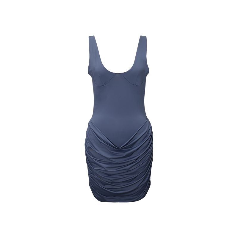 

Audwyn | Open a Physical Plug-in for the Figure | Wear a Waist-Hip Ratio | Slim fit Hip Skirt Sling Dress Deep Blue XS In Stock