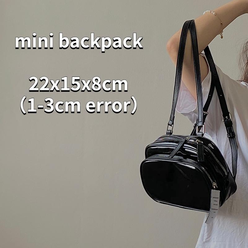 

Niche Design Women s Small Backpack Patent Leather Girls Student Shoulder Bags Cute Solid Color Female Travel Tote Handbags