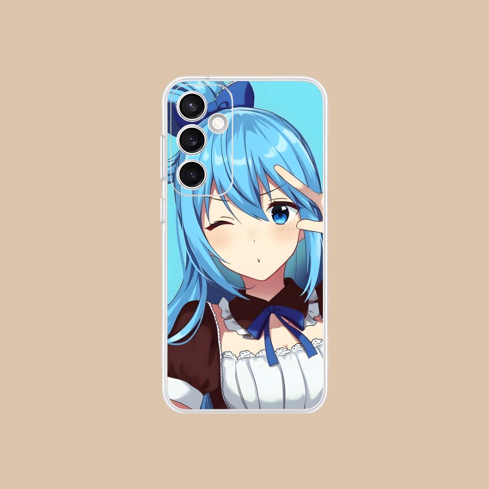 Konosuba Aqua Mobile Phone Case for Samsung Galaxy S25 S24 S23 S22 S21Plus FE Ultra Clear Colour Protective Smartphone Pretty