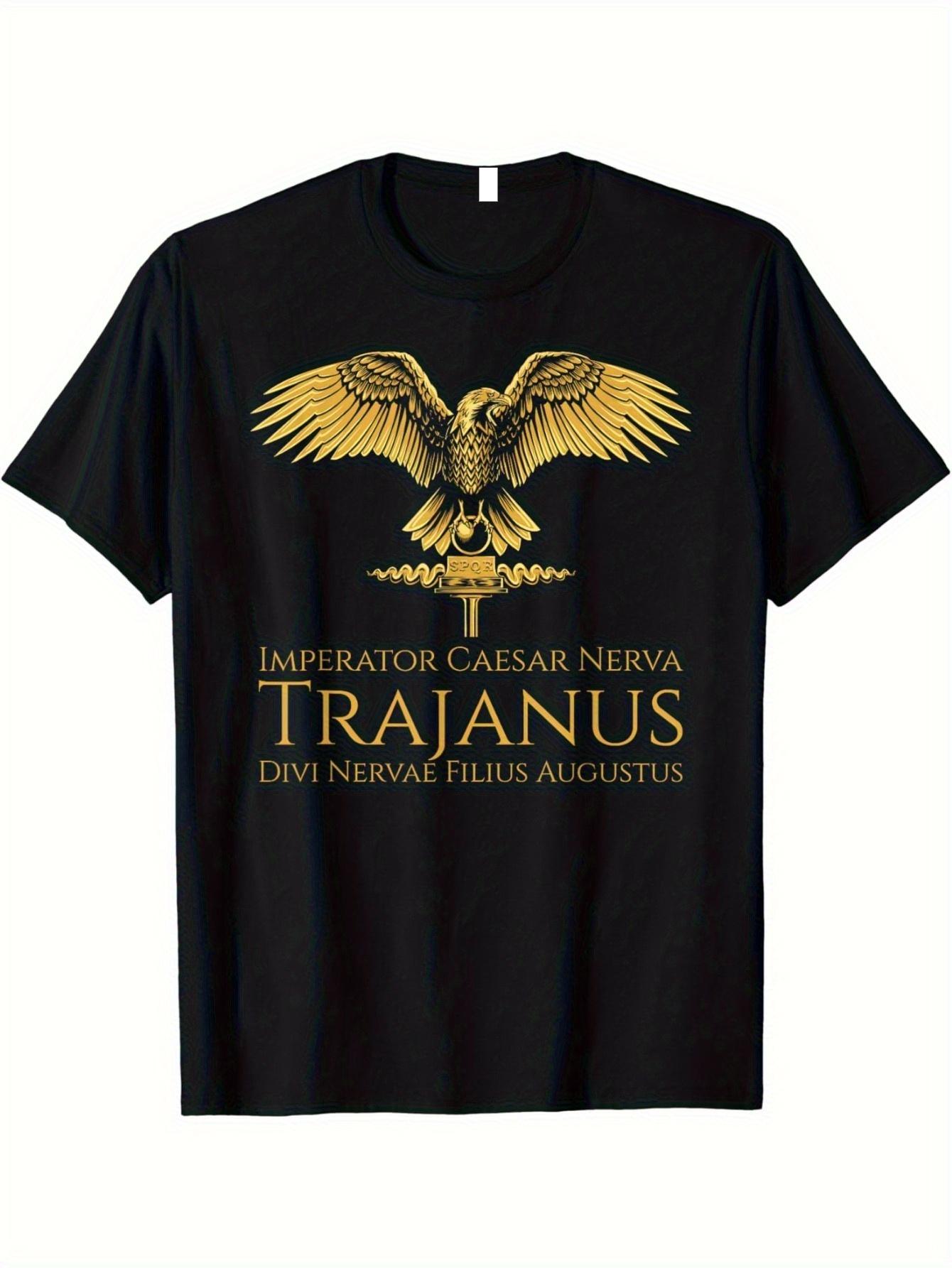 Men S Graphic Tee Featuring Roman Emperor Trajan with SPQR XS