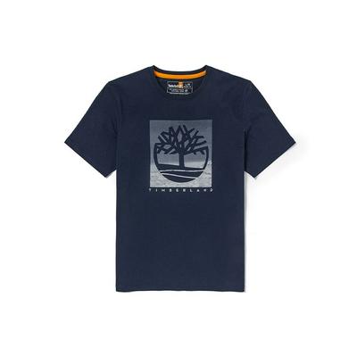Lässiges atmungsaktives Kurzarm-T-Shirt mit großem Logo für Herren T-Shirts Tiefsaphirblau A61XY-433