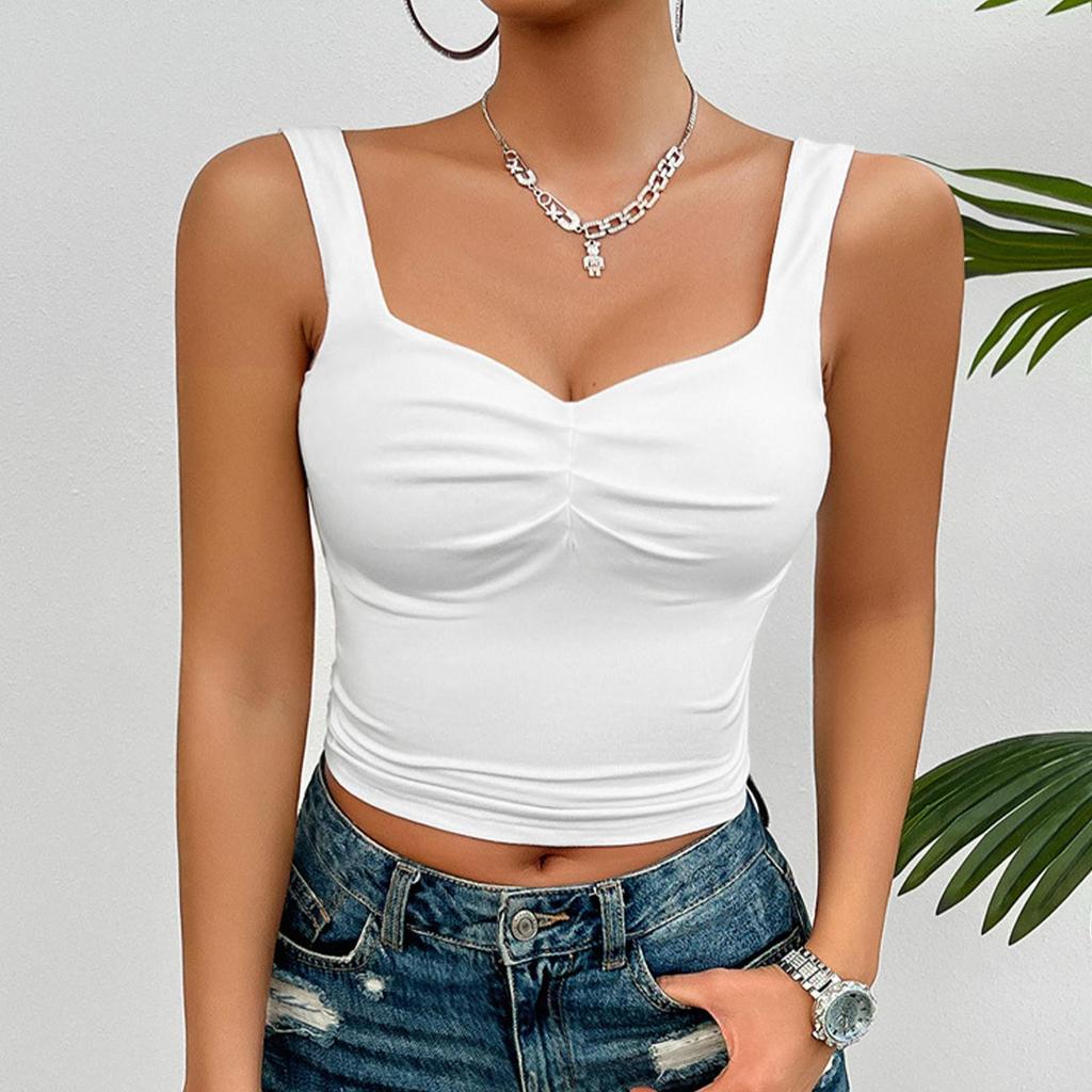 Damen Sommer Einfarbig Schlank Camisole Twisted Ärmelloses Top Tank Top